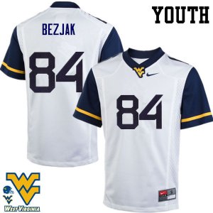 Youth West Virginia Mountaineers NCAA #84 Matt Bezjak White Authentic Nike Stitched College Football Jersey CA15R02EU